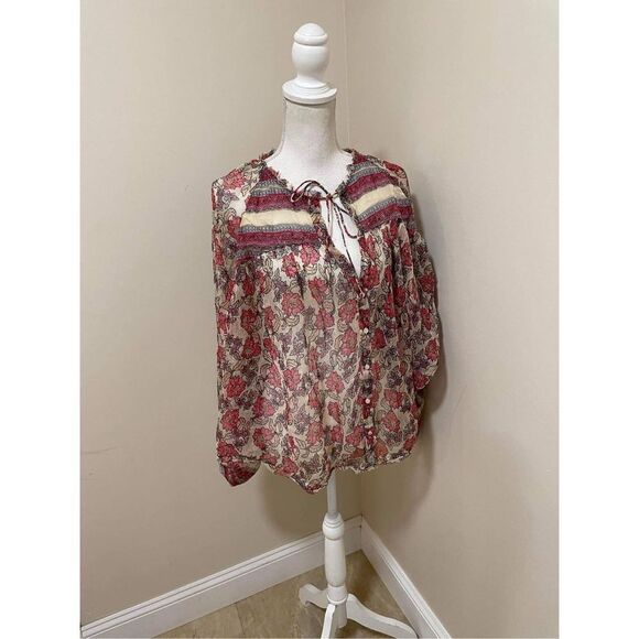 New Free People Floral Blouse Size S sheer - Picture 1 of 5